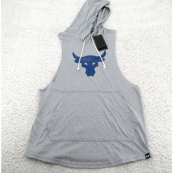 Under Armour UA Project Rock Sleeveless Hoodie Mens Size Small NEW - Picture 2 of 12